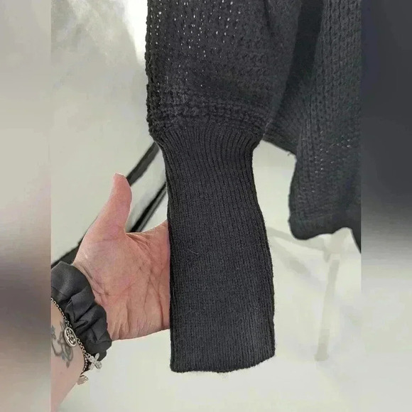 CHUNKY KNIT WINE Black OPEN CARDIGAN SWEATER Size Small NWT Oversized C+D+M - Picture 5 of 9